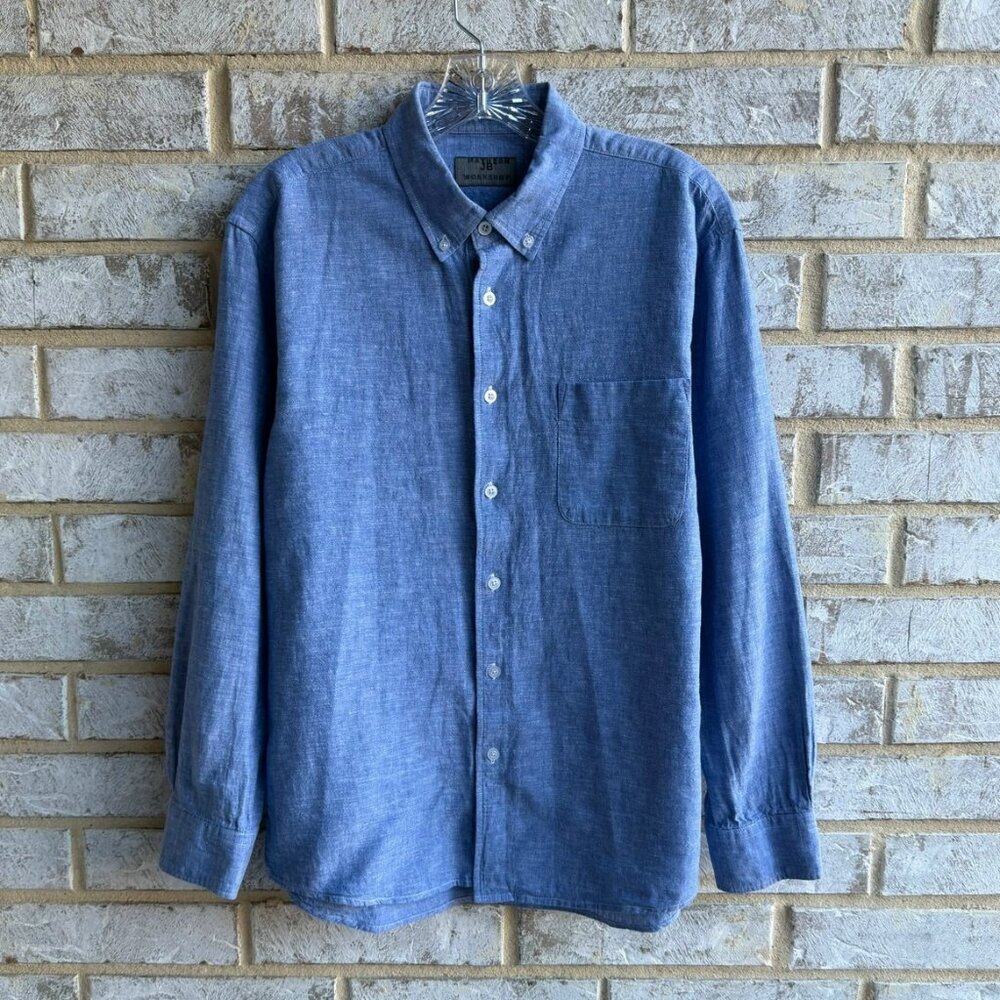 JB Workshop Linen Blend Long Sleeve Button Front Collared Shirt  Size 16 (M).
